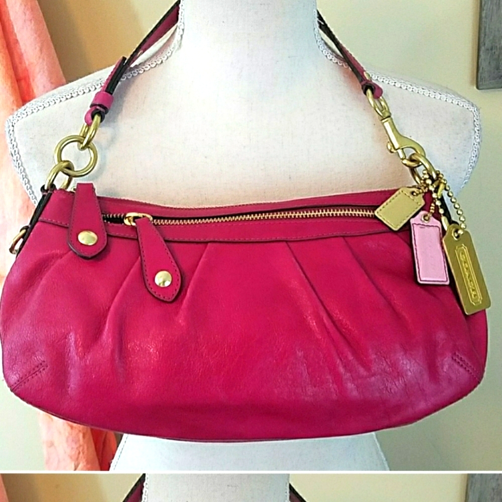 Coach Madison pink pleated leather med clutch